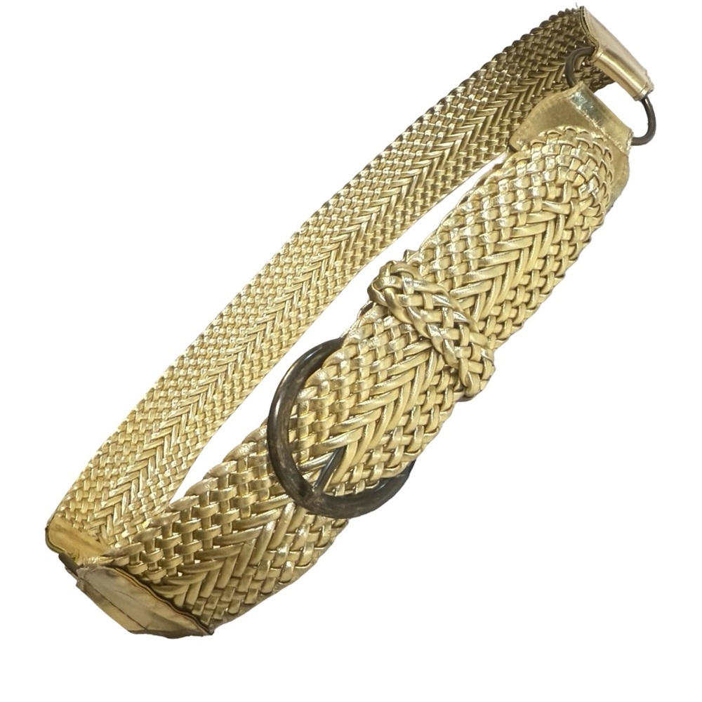 Gold Braided Belt Adjustable Size Faux Leather